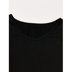 Solid Pocket Crew Neck T-Shirt, Casual Long Sleeve Top For Spring & Fall, Women's Clothing