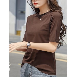 Short Sleeve Crew Neck T-Shirt, Casual Top For Summer & Spring, Women's Clothing